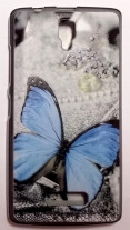 Силиконов гръб ТПУ за Lenovo A2010 сив със синя пеперуда